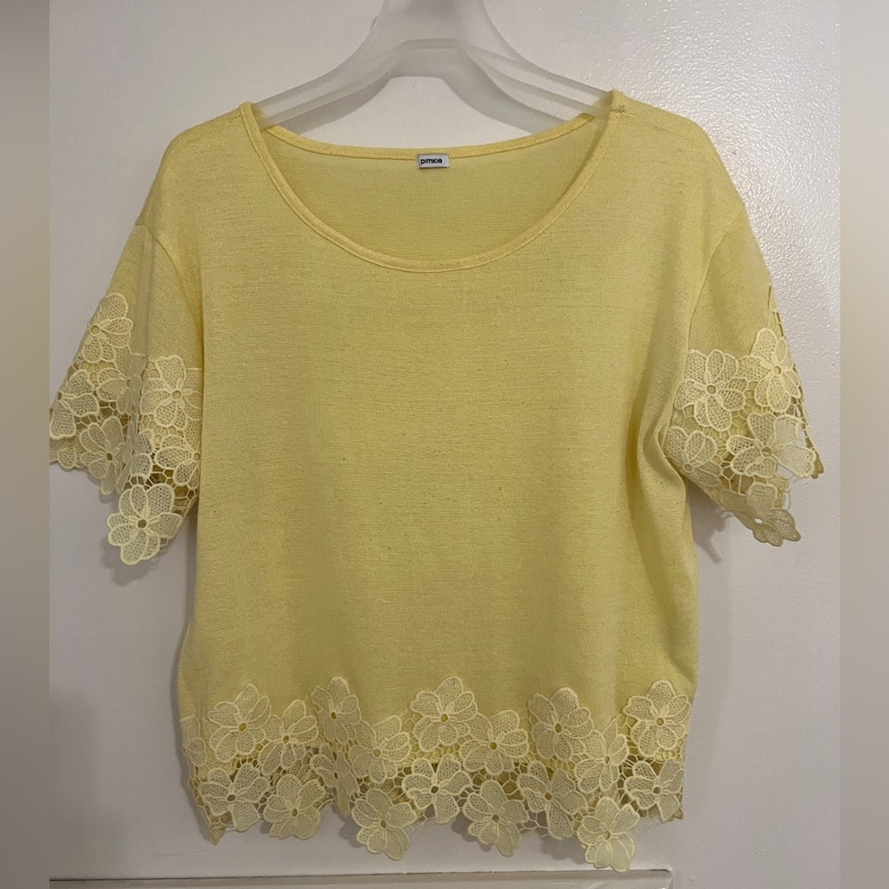 Pimkie Yellow Crochet Top